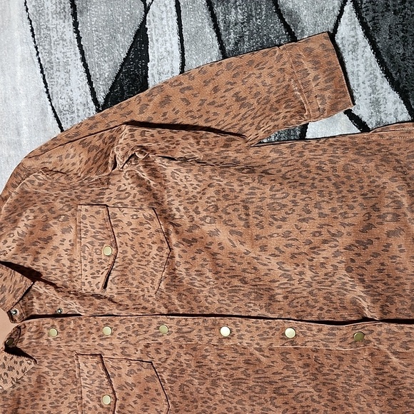 MITTOSHOP LEOPARD PRINT CORDUROY SNAP-BUTTON JACKET - Picture 5 of 14